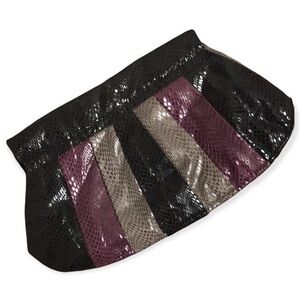 Clutch Purse, Purple Black Grey, Soft Material  14” x 8.5”
